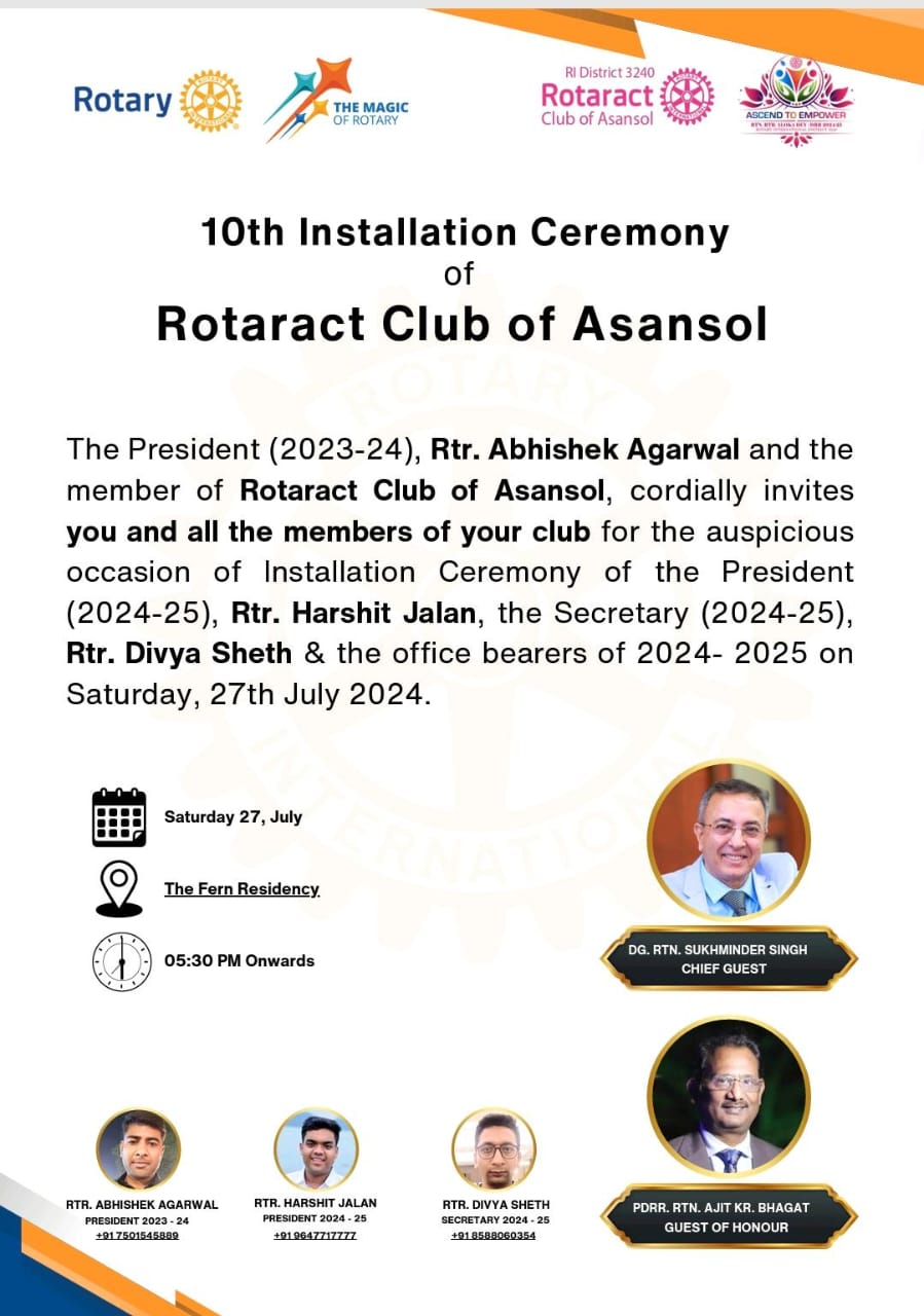 Read more about the article attended Rotaract Club of Asansol Installation Program