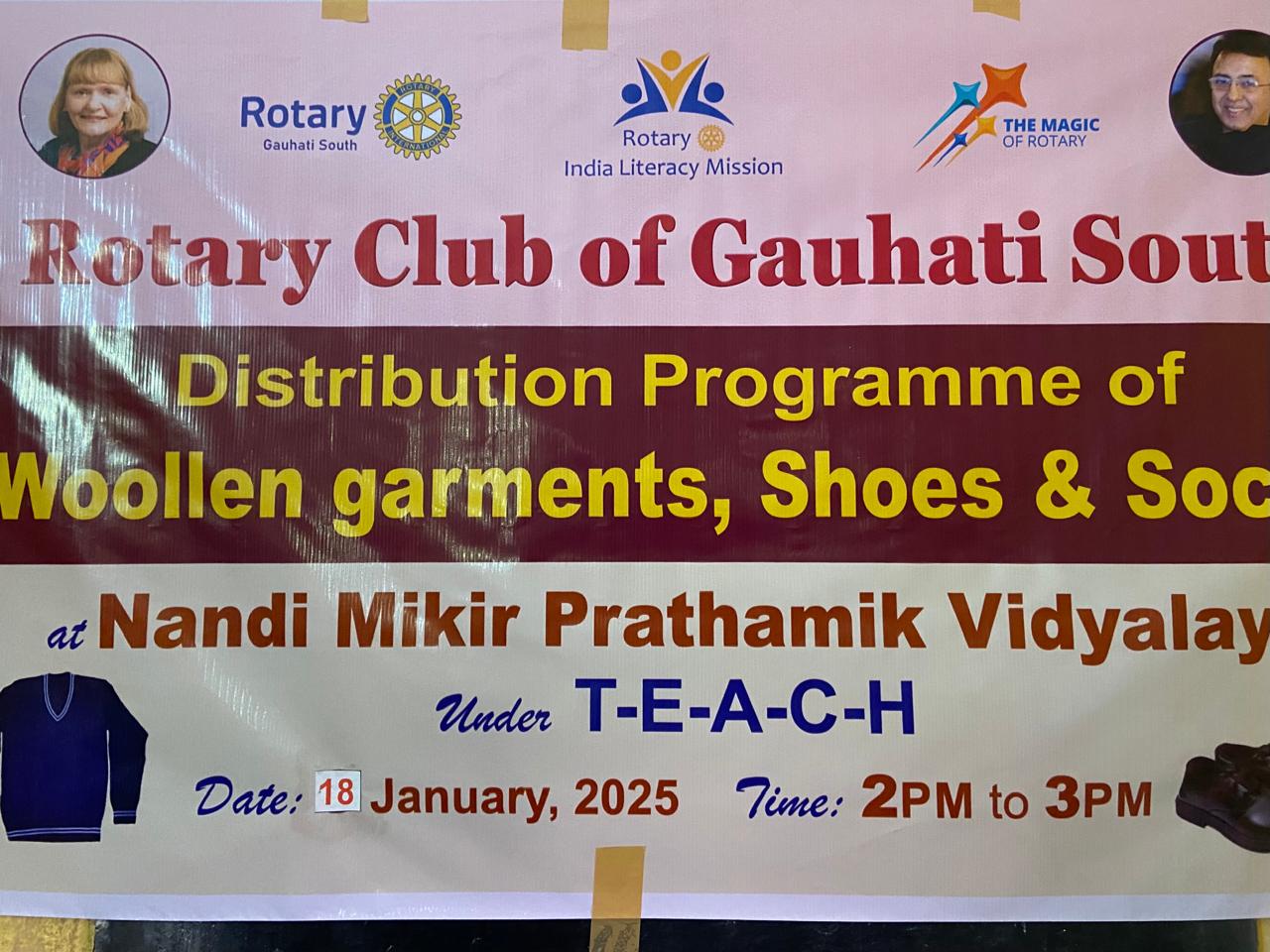 Read more about the article On 18th January 2025, a distribution program under the T.E.A.C.H initiative was successfully conducted at Nandi Mikir Prathamik Vidyalaya, Sachal, Six Mile. The program focused on providing woolen sweaters, shoes, and socks to underprivileged school students.