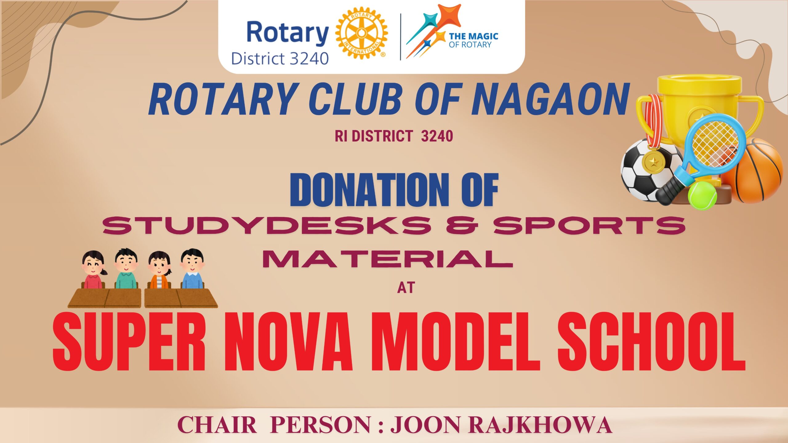 Read more about the article STUDY DESK & SPORTS MATERIAL DONATION